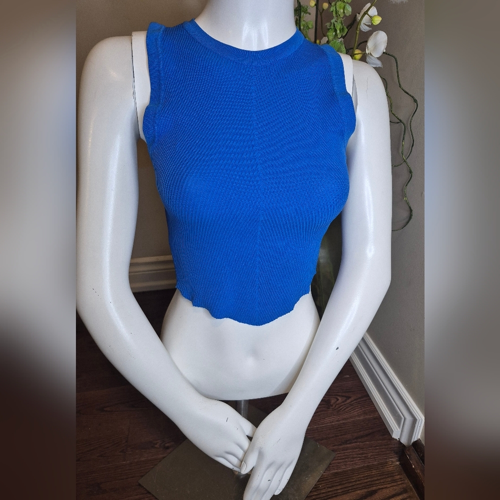 Forever21 Elegant Blue Ribbed Tank Top